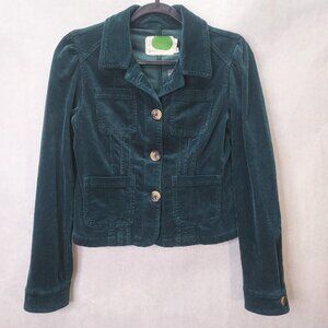 Anthropologie Corduroy Jacket Women's Sz XS Cropped Blazer Coat Hunter Green NEW